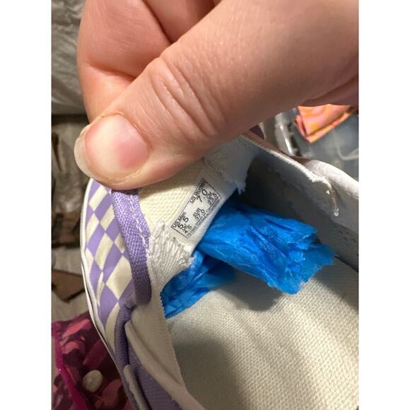 Vans Blue Checker Slip on Skate Walking Sneaker Shoes size 7 womens - Picture 7 of 7